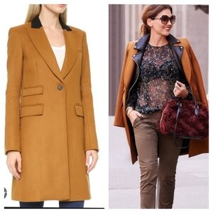 Veronica Beard 2 Chesterfield Camel Dickey Coat Jacket Blazer Wool